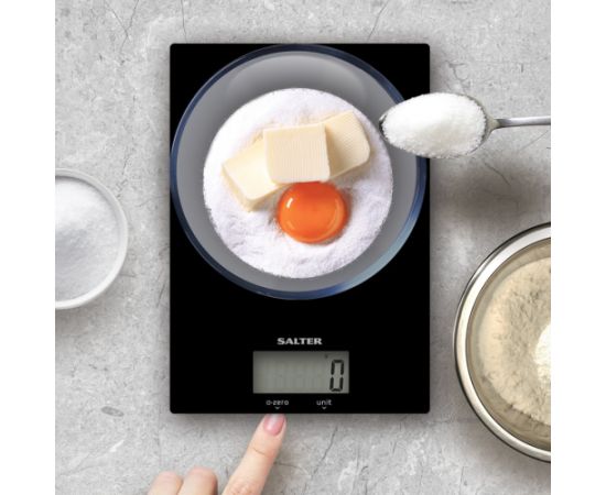 Salter 1170 BKDRCEU16 Ultra Slim Glass Digital Kitchen Scale - Black Virtuves svari