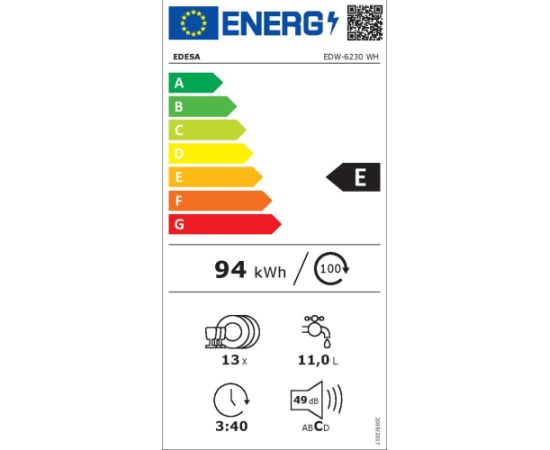 Edesa EDW-6230 WH trauku mazgājamā mašīna 60cm