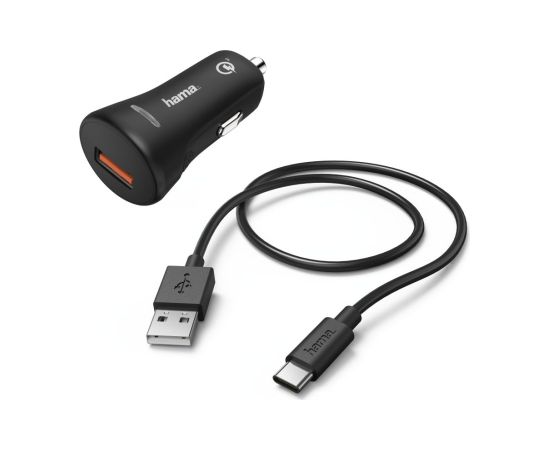 Hama 00183231 Car Charger, USB Type-C QC 3.0 3A,  Black