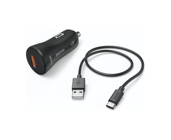 Hama 00183231 Car Charger, USB Type-C QC 3.0 3A,  Black