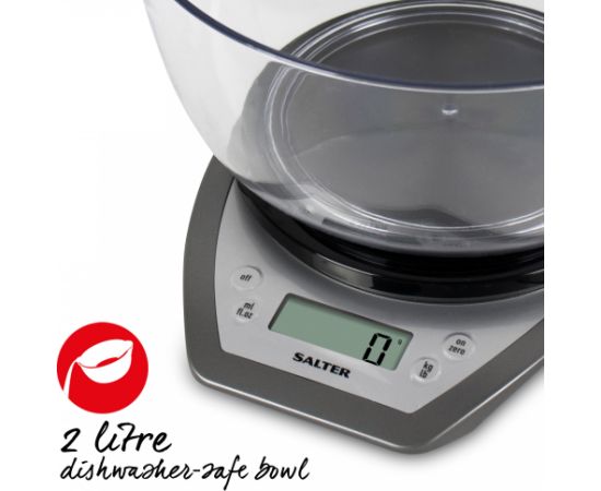 Salter 1024 SVDR14 Electronic Kitchen Scales with Dual Pour Mixing Bowl silver Virtuves svari