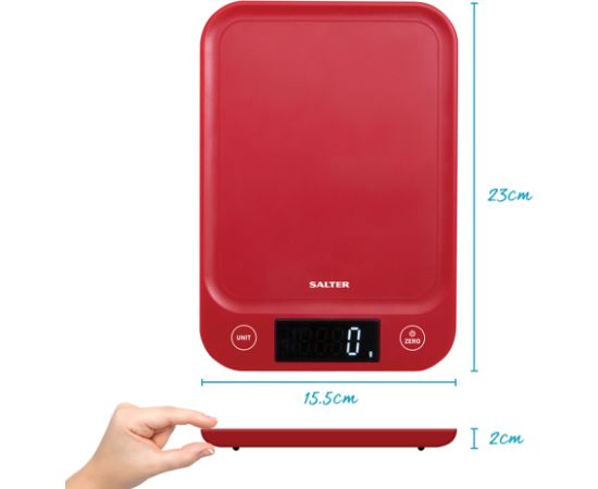 Salter 1067 RDDRA Digital Kitchen Scale, 5kg Capacity red Virtuves svari