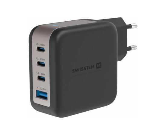 Swissten GaN 3x USB-C PD 100W / USB-A 18W QC Зарядное устройство