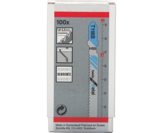 Bosch HSS jigsaw blade Basic for Metal T118B - 100-pack - 2608631965