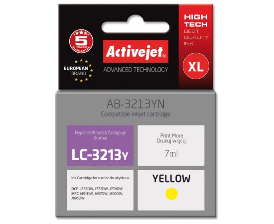 Activejet AB-3213YN Ink cartridge (replacement for Brother LC3213Y; Supreme; 7 ml; yellow)