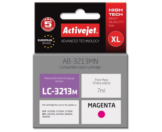 Activejet AB-3213MN Ink cartridge (replacement for Brother LC3213M; Supreme; 7 ml; magenta)