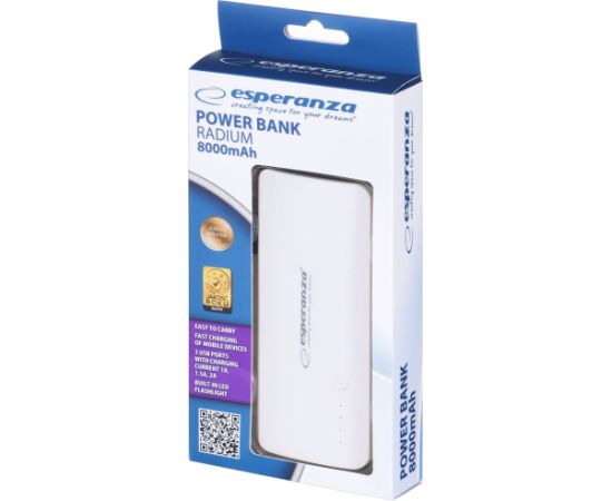 Esperanza EMP106WE Radium power bank Grey,White 8000 mAh