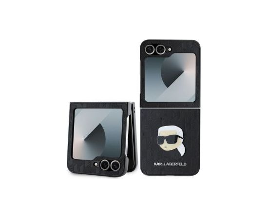 Karl Lagerfeld -  Karl Lagerfeld PU Saffiano Monogram Karl Head Case for Samsung Galaxy Z Flip 6 Black