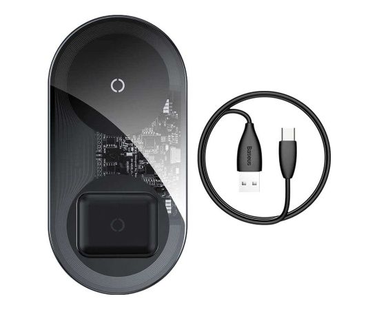 OEM Baseus Simple Pro 2in1 Беспроводное зарядное устройство Qi для смартфонов и AirPods 15 Вт прозрачное (WXJK-CA02)