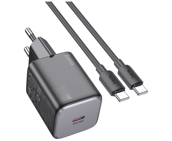 Сетевая зарядка Hoco N40 USB-C PD20W + USB-C to USB-C 1.0m черная