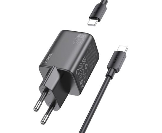 Сетевая зарядка Hoco N40 USB-C PD20W + USB-C to USB-C 1.0m черная