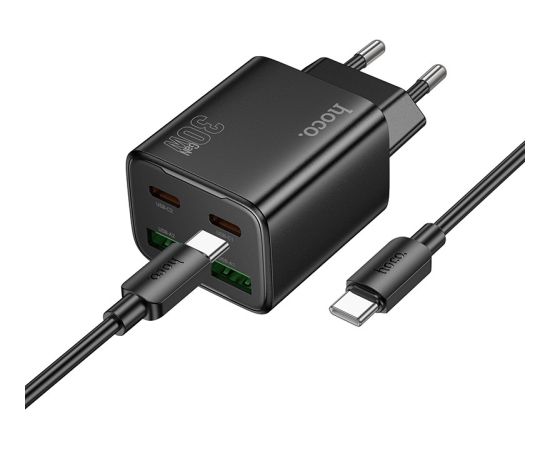 Сетевая зарядка Hoco N56 2xUSB-C/2xUSB-A PD30W + USB-C to USB-C cable 1.0m черная