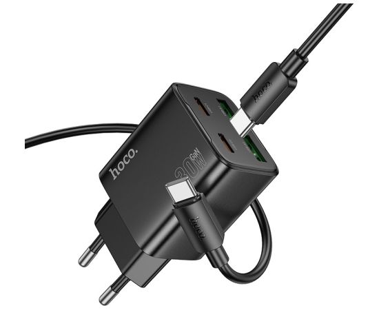 Сетевая зарядка Hoco N56 2xUSB-C/2xUSB-A PD30W + USB-C to USB-C cable 1.0m черная