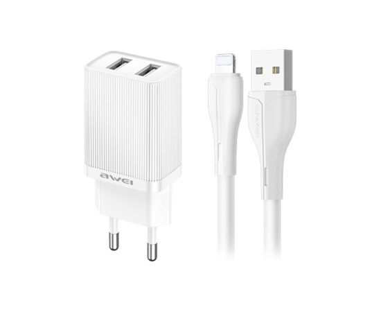 Сетевая зарядка Awei C15L-EU 2xUSB-A 10W + USB to Lightning cable белая