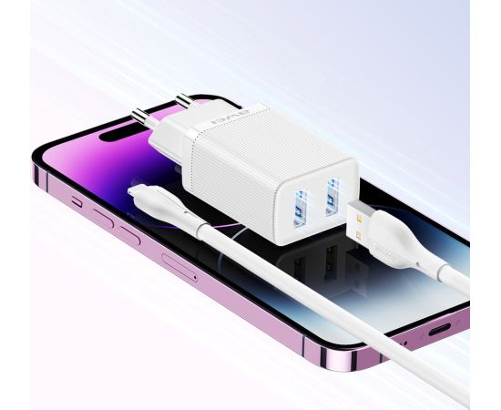 Сетевая зарядка Awei C15L-EU 2xUSB-A 10W + USB to Lightning cable белая