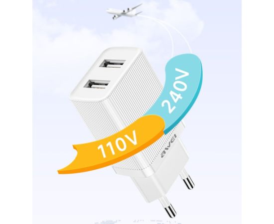 Сетевая зарядка Awei C15L-EU 2xUSB-A 10W + USB to Lightning cable белая