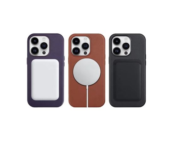 Mag Leather Case Apple iPhone 16 dark purple