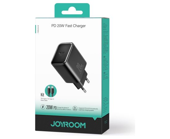 Сетевая зарядка Joyroom JR-TCF06 USB-C PD20W + USB-C to USB-C 1.0m cable черная