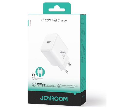 Сетевая зарядка Joyroom JR-TCF06 USB-C PD20W + USB-C to USB-C 1.0m cable белая