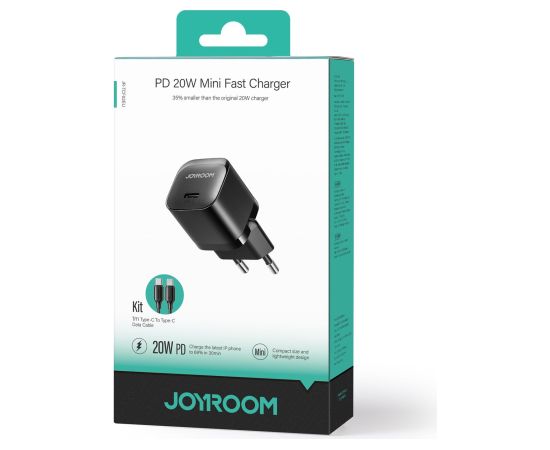 Сетевая зарядка Joyroom JR-TCF02 USB-C PD20W + USB-C 1.0m cable черная