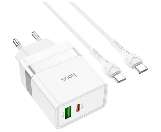 Сетевая зарядка Hoco N21 USB-A/Type-C PD30W+QC3.0 + Type-C белая