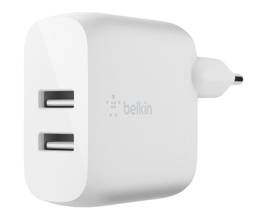 Сетевая зарядка Belkin Boost Charge Dual USB-A 24W + USB-A to USB-C cable белая