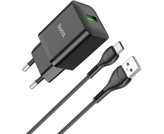 Сетевая зарядка Hoco N26 USB-A Quick Charge 3.0 18W + Type-C черная