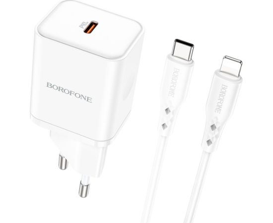 Сетевая зарядка Borofone BN6 Type-C PD+QC3.0 20W + Lightning белая