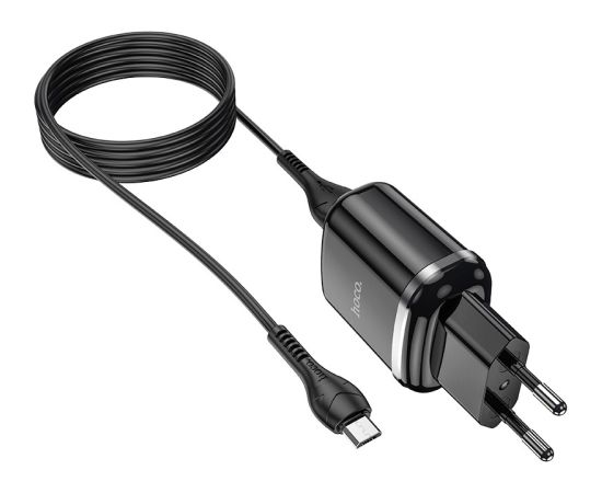 Сетевая зарядка HOCO N4 + microUSB кабель (2.4A) черная