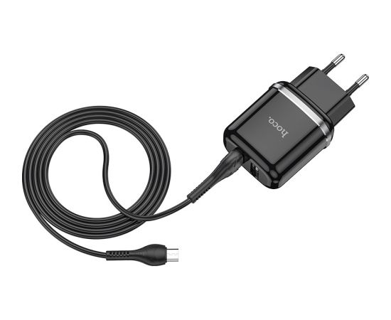 Сетевая зарядка HOCO N4 + microUSB кабель (2.4A) черная