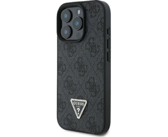 Guess Leather 4G Triangle Strass Защитный Чехол для Apple iPhone 16 Pro Max