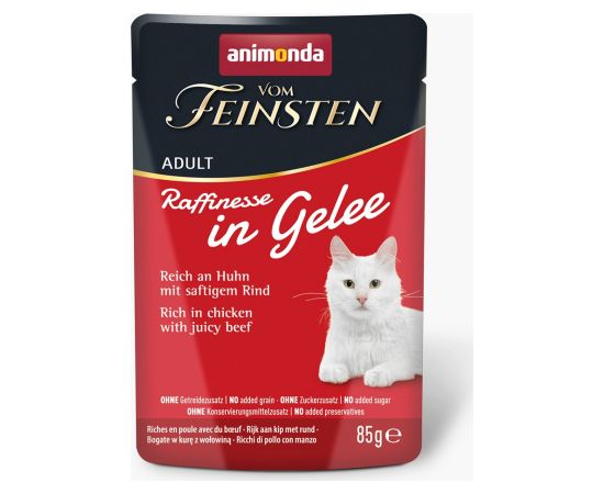 ANIMONDA Vom Feinsten Adult Raffinesse in Jelly rich in Chicken with Beef - wet food for cats - 85g