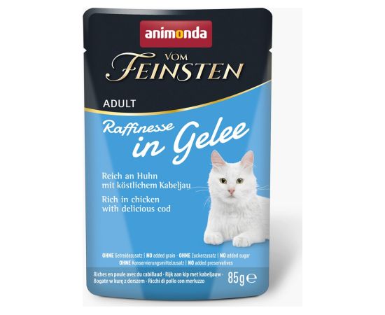 ANIMONDA Vom Feinsten Adult Raffinesse in Jelly rich in Chicken with Cod - wet cat food - 85 g