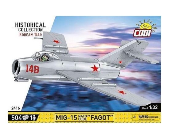 Cobi COBI 2416 Historical Collection Korean War Wojna w Korei Samolot myśliwski MIG-15 NATO CODE "FAGOT" 504 klocki