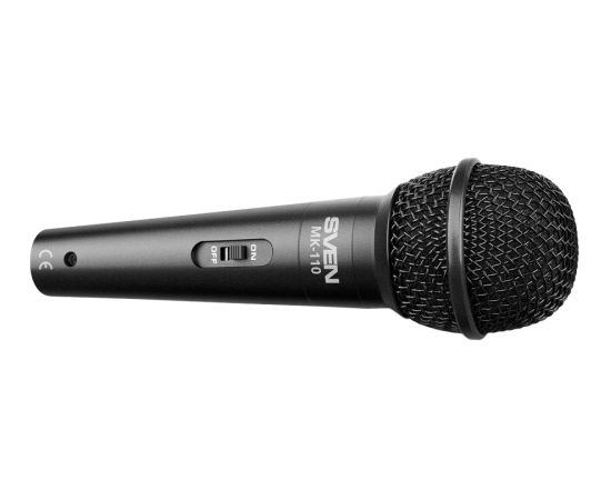 Microphone SVEN MK-110 (wired, dynamic, metal, cable 4.0m, 6.3 / 3.5 mm jack, black)