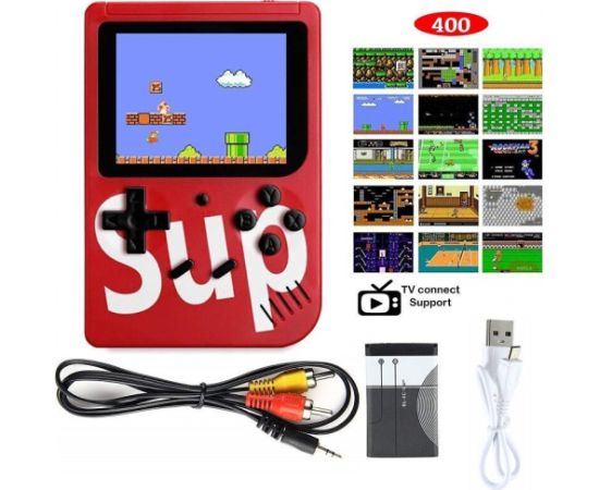 HQ GameBox R1 8bit Portable Retro Game console with 400 games 3'' LCD with TV RCA cable Red