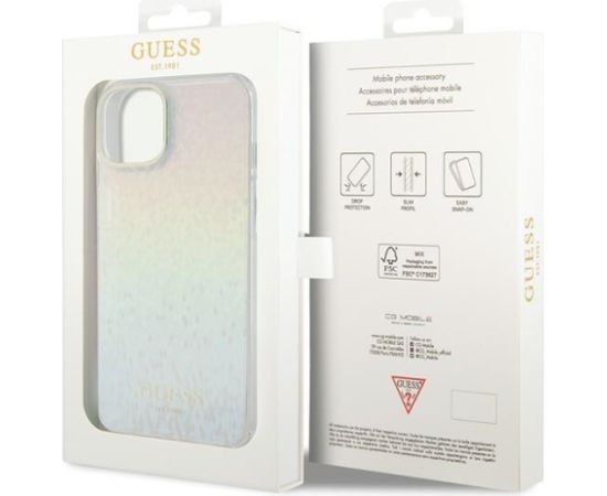 Guess IML Faceted Mirror Disco Iridescent Case Aizsargapvalks Priekš iPhone Apple 15