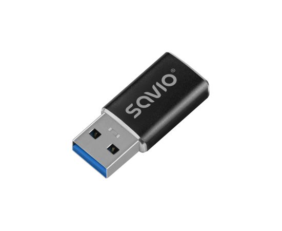 Adapteris Savio AK-81 USB-A to USB-C Black