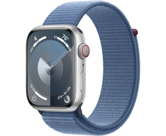 Apple Watch Series 9 GPS + Cellular 45mm Silver Aluminium Case with Winter Blue Sport Loop