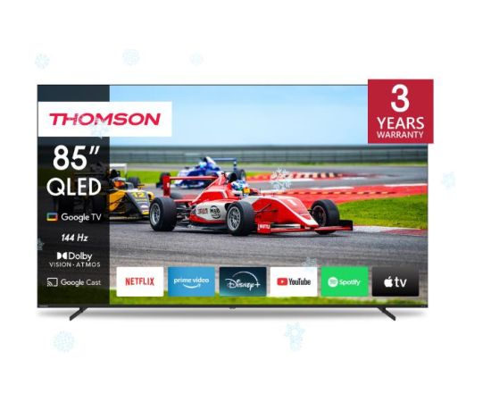 TV Set THOMSON 85" 4K/Smart QLED 3840x2160 Wireless LAN Bluetooth Google TV Black 85QG7S14