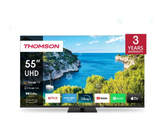 TV Set THOMSON 55" 4K/Smart 3840x2160 Wireless LAN Bluetooth Google TV Black 55UG5C14