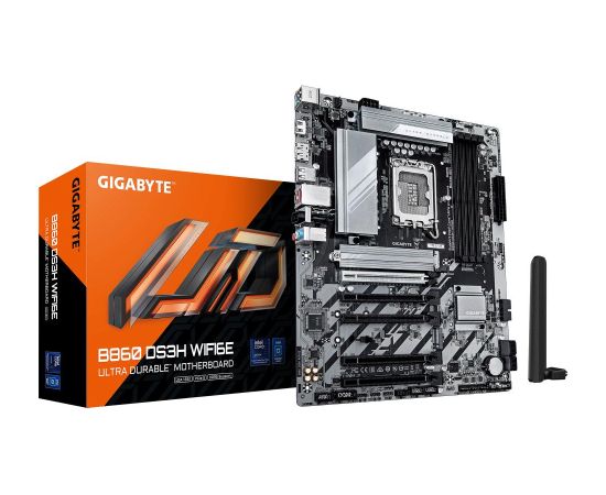 Mainboard GIGABYTE Intel B860 Express LGA1851 ATX Memory DDR5 5xPCI-Express 16x 2xM.2 1xHDMI 1xDisplayPort 1xAudio-In 1xAudio-Out 1xMicrophone 1xUSB 2.0 1xUSB 3.2 1xUSB-C 1xPS/2 1xRJ45 B860DS3HWIFI6E1.0