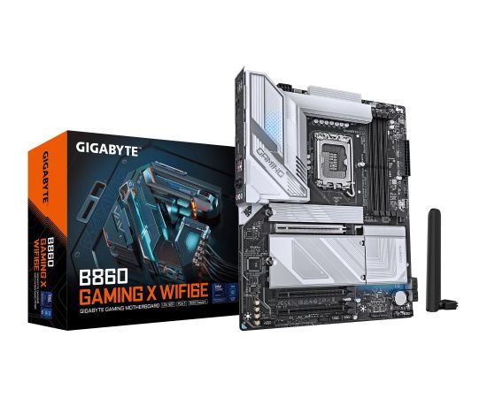 Mainboard GIGABYTE Intel B860 Express LGA1851 ATX Memory DDR5 Memory slots 4 1xPCI-Express 16x 2xM.2 1xHDMI 1xDisplayPort 1xAudio-In 1xAudio-Out 1xMicrophone 5xUSB 2.0 3xUSB 3.2 1xUSB-C 1xRJ45 B860GAMINGXWIFI6E1.0