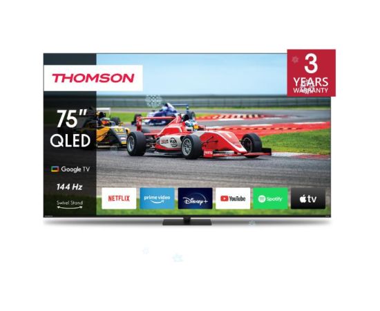 TV Set THOMSON 75" 4K/Smart QLED 3840x2160 Wireless LAN Bluetooth Google TV Black 75QG7C14