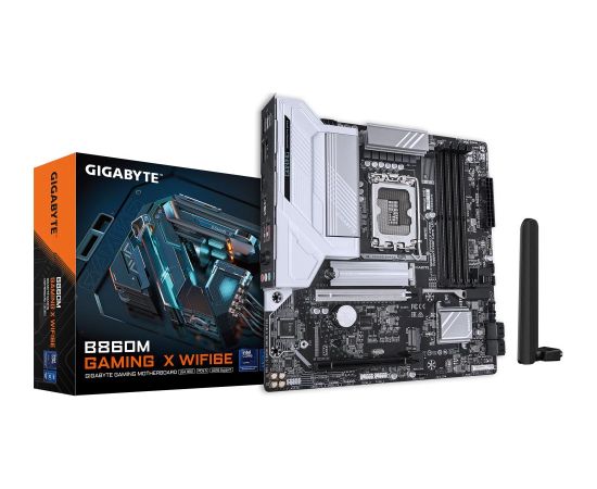 Mainboard GIGABYTE Intel B860 Express LGA1851 Micro-ATX Memory DDR5 Memory slots 4 2xPCI-Express 16x 2xM.2 1xHDMI 1xDisplayPort 1xAudio-In 1xAudio-Out 1xMicrophone 5xUSB 2.0 3xUSB 3.2 1xUSB-C 1xRJ45 B860MGAMINGXWIFI6E1.0