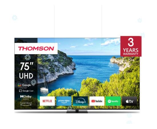 TV Set THOMSON 75" 4K/Smart 3840x2160 Wireless LAN Bluetooth Google TV Black 75UG5C14