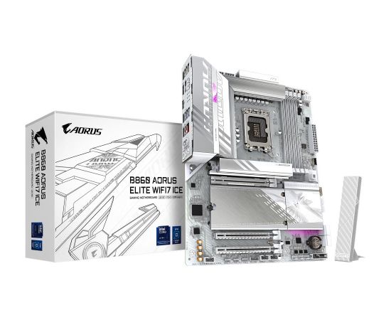 Mainboard GIGABYTE Intel B860 Express LGA1851 ATX Memory DDR5 Memory slots 4 3xPCI-Express 16x 2xM.2 1xHDMI 1xDisplayPort 1xAudio-In 1xAudio-Out 4xUSB 2.0 6xUSB 3.2 1xUSB-C 1xOptical S/PDIF 1xRJ45 B860AELITEWF7ICE1.0