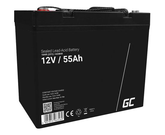 Maintenance-free AGM VRLA Green Cell AGM49 12V 55Ah Battery (for lawnmower, scooter, boat, wheelchair)