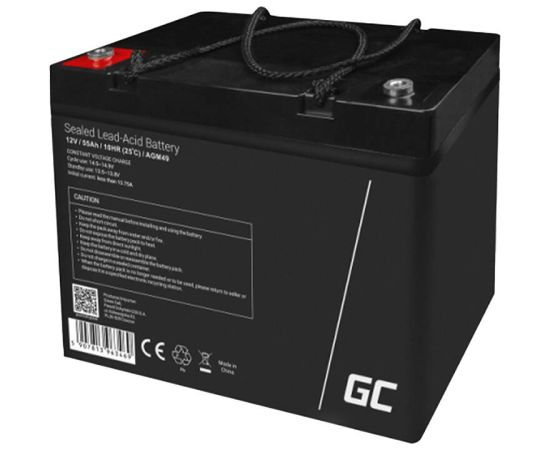 Maintenance-free AGM VRLA Green Cell AGM49 12V 55Ah Battery (for lawnmower, scooter, boat, wheelchair)