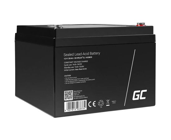 Maintenance-free AGM VRLA Green Cell AGM55 12V 28Ah Battery (for scooter, boat, wheelchair, toy, camper)